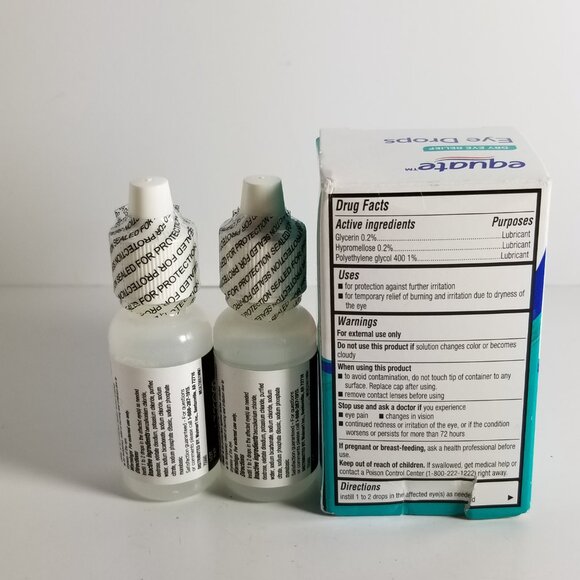 NIB Equate 2X0.5 ml bottles pack of Dry Eye Relief Eye Drops Manufacturer Sealed - Picture 5 of 11
